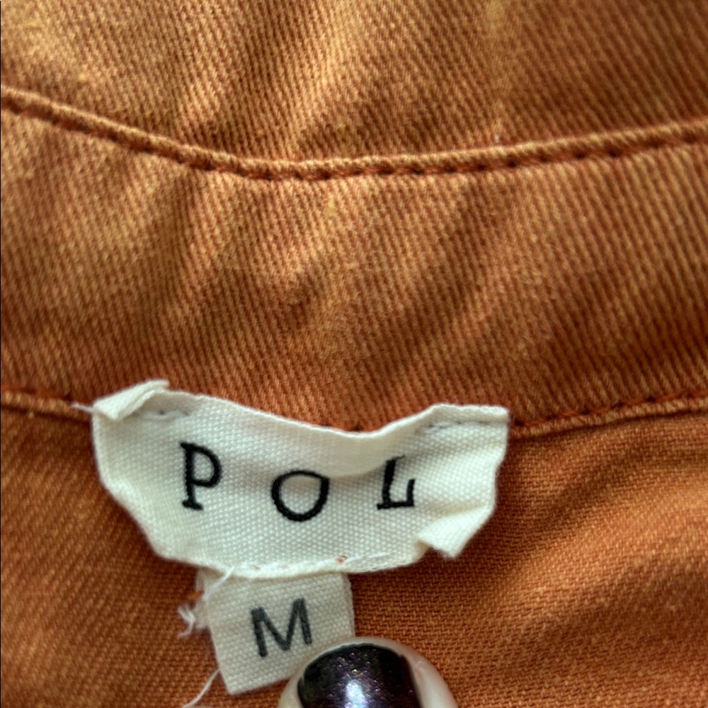 POL Orange Ruffled Button-Up Blouse - Picture 2 of 3